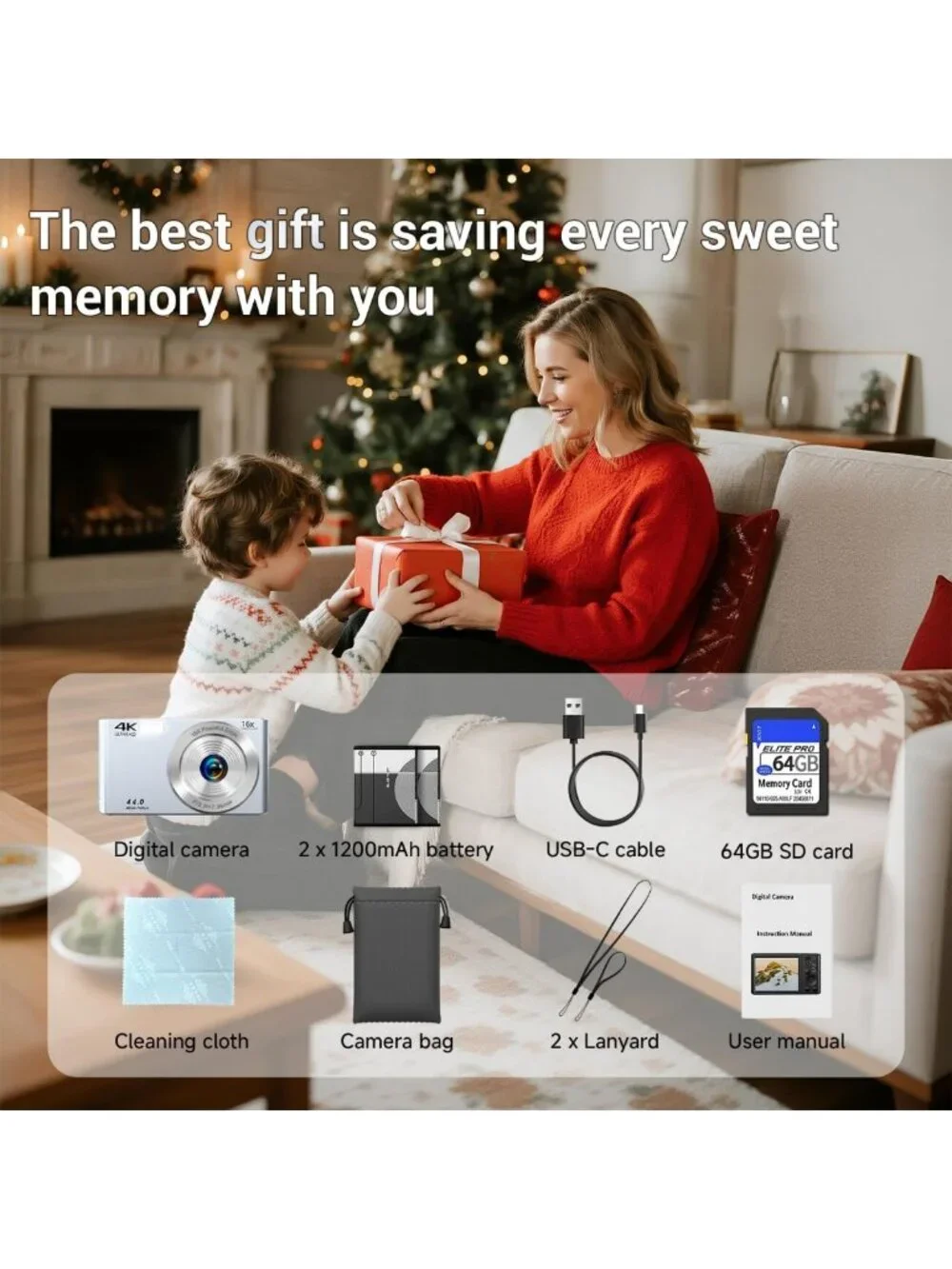 4K Autofocus Digital Camera for Kids & Teens, 16X Zoom, Compact, Gift Ready